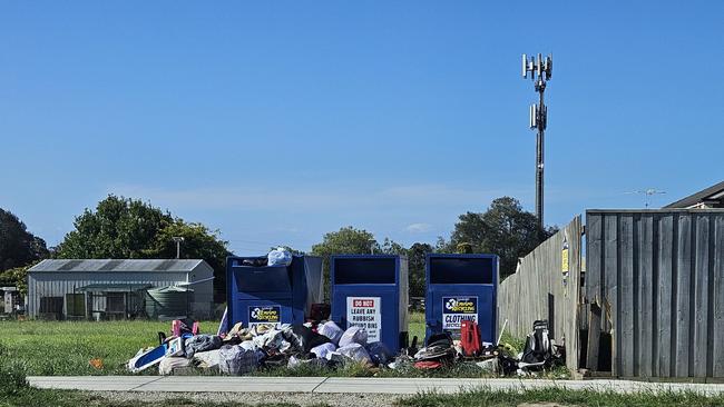 Charity bins at Grovedale. Picture: Supplied