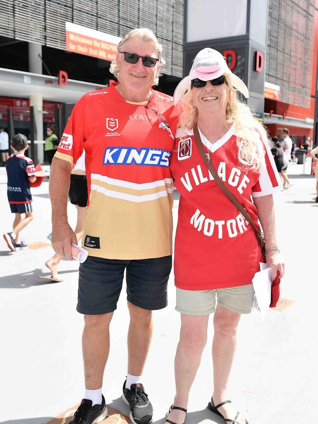 Terry Martin and Judy McNee at Roosters V Dolphins, Suncorp Stadium. Picture: Patrick Woods.