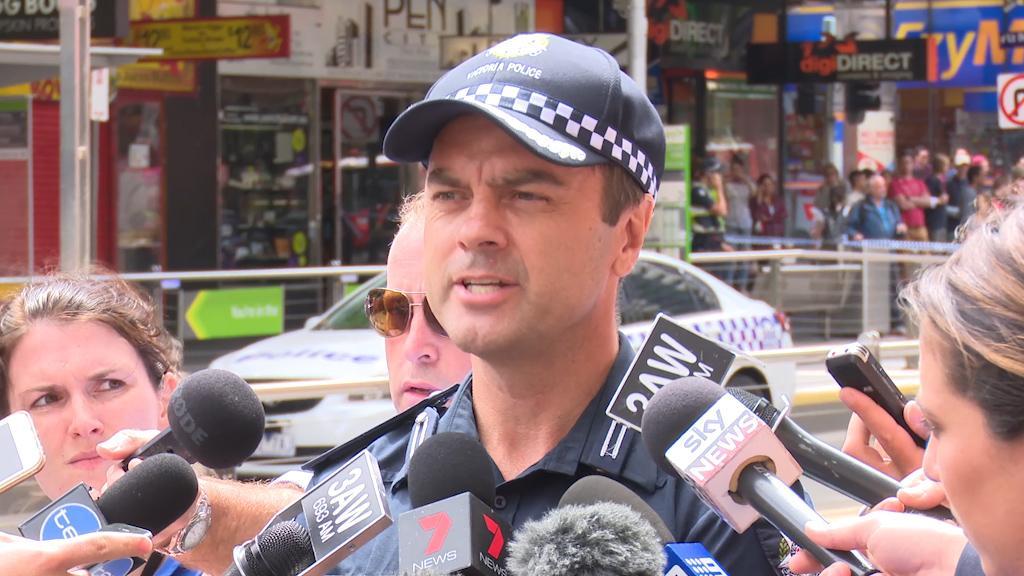 Police presser at Bourke St Mall crime scene