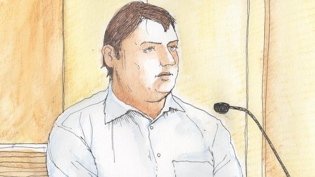 Court sketch of Shannon McCoole by Tim Ide.