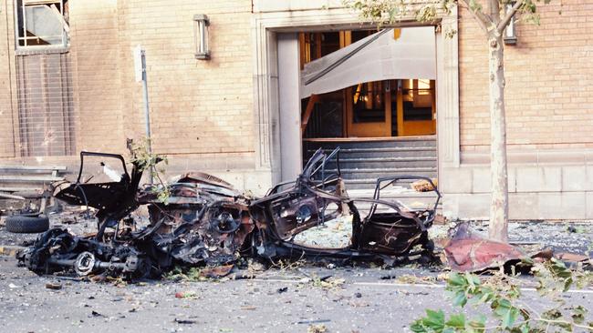 The aftermath of the Russell St Bombing in 1986. Courtesy: Victoria Police Museum