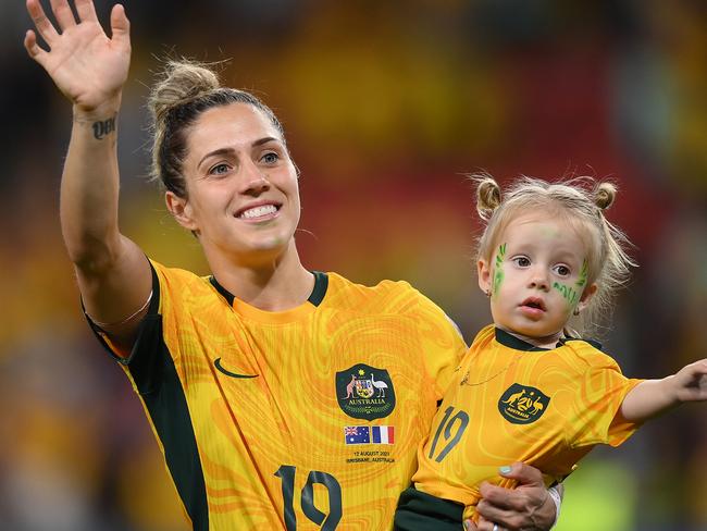 The Matildas celebrated with each other as the nation partied. Picture: Justin Setterfield/Getty Images