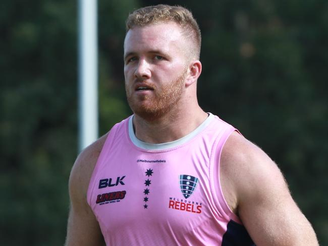 melbourne rebels prop matt gibbon at training