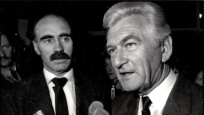 Warren Snowdon with Prime Minister Bob Hawke on his visit to Alice Springs in the 1987 election campaign.