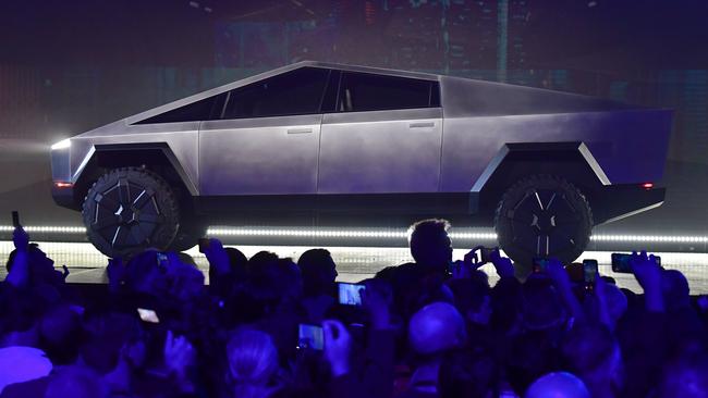 Tesla unveiled its all-electric, battery-powered Cybertruck at Tesla Design Center in California this week. Picture: AFP