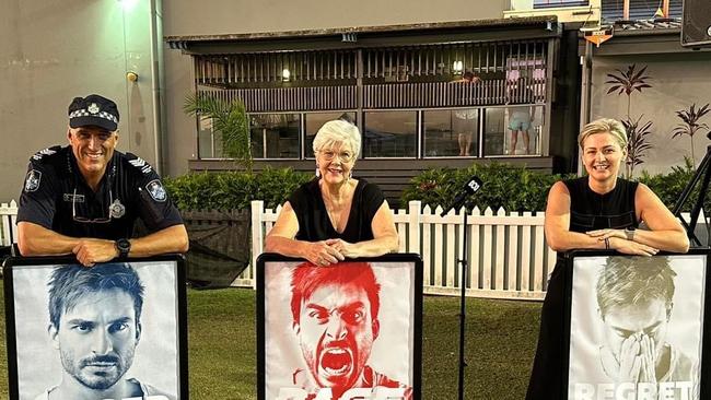 Mackay Police Sergeant Nigel Dalton, Neighbourhood Watch Mackay Northern Beaches member Gerri Kissner, and Member for Whitsunday Amanda Camm MP. Photo: Contributed