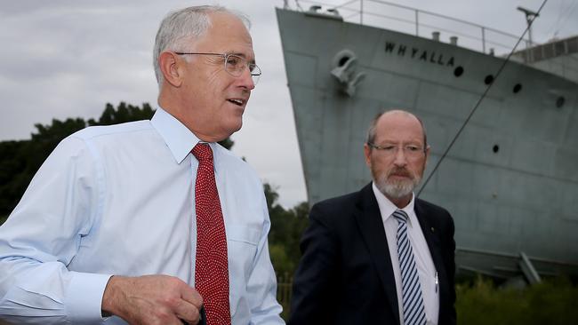 Malcolm Turnbull in Whyalla, with Rowan Ramsey, who’s struggling to keep his seat.