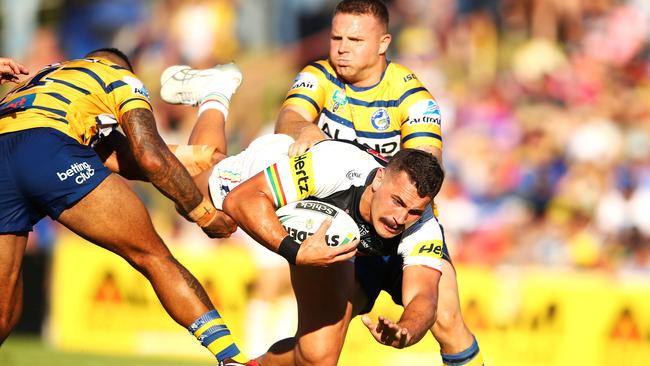 Reagan Campbell-Gillard is much happier playing in the same team as Nathan Brown than against him when RCG was at Penrith. Picture: Getty Images