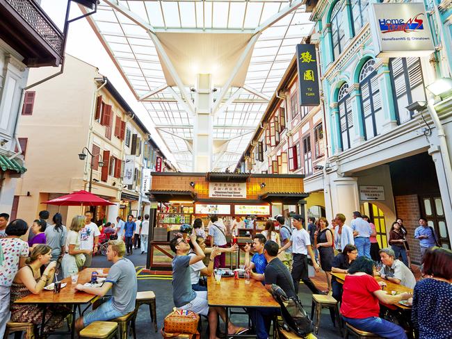 ESCAPE: SINGAPORE WITH MUM .. Lainie Anderson story - Hawker centre - Chinatown Food Street. Picture: Supplied