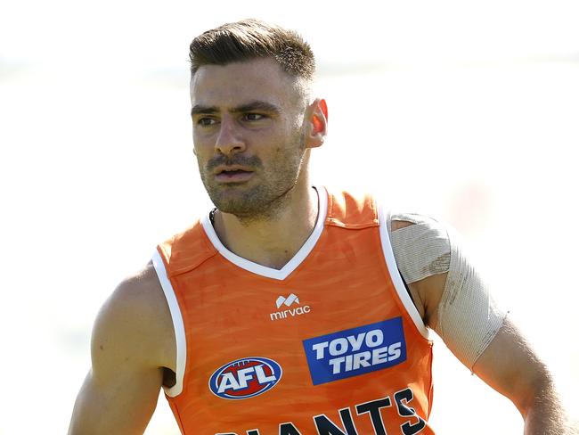 Stephen Coniglio during warm up ahead of the GWS Giants match sim session on January 27, 2025. Photo by Phil Hillyard (Image Supplied for Editorial Use only - **NO ON SALES** - Â©Phil Hillyard )