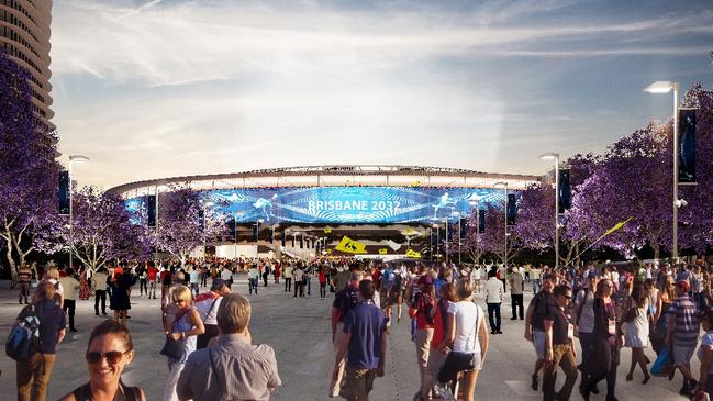 An artist’s impression of what the Gabba Olympic stadium could look like in 2032.