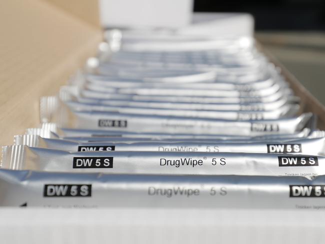 Drug testing packs. Drug Wipe 5 S. Operation Crossroads, Police pull over drivers in Bellerive.  Picture: RICHARD JUPE . File / generic / drugs / police / testing / RPT /