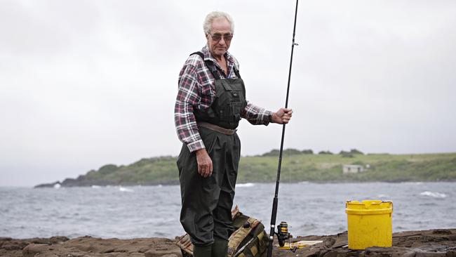 Gary Cuzner who has been fishing at Hill 60 Near Fisherman's Beach for over 50 years. Picture: Adam Yip