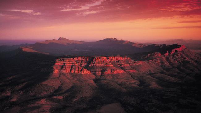 Stunner. Wilpena Pound in the Flinders Ranges, SA at sundown. Picture: South Australian Tourism Commission