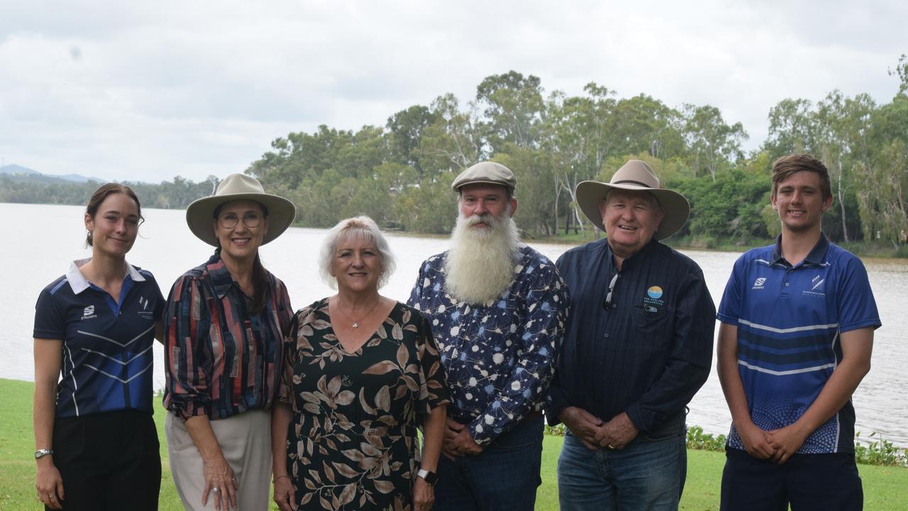 Rockhampton Fitzroy Rowing Club coach Phoebe Doolan, State Member for Rockhampton Donna Kirkland, Federal Member for Capricornia Michelle Landry, Capricornia Chamber of Commerce president Jason Foss, The Shelter Collective Chair Dave Grenfell and Rockhampton Fitzroy Rowing Club Nick Thompson are pushing for some Olympic events to be held locally.