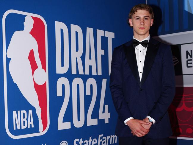 NEW YORK, NEW YORK - JUNE 26: Johnny Furphy arrives prior to the first round of the 2024 NBA Draft at Barclays Center on June 26, 2024 in the Brooklyn borough of New York City. NOTE TO USER: User expressly acknowledges and agrees that, by downloading and or using this photograph, User is consenting to the terms and conditions of the Getty Images License Agreement.   Sarah Stier/Getty Images/AFP (Photo by Sarah Stier / GETTY IMAGES NORTH AMERICA / Getty Images via AFP)