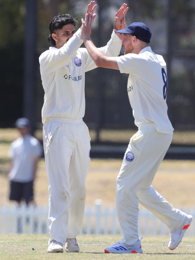 Arjun Sehrawat celebrates one of his three wickets. Picture: Mark Wilson