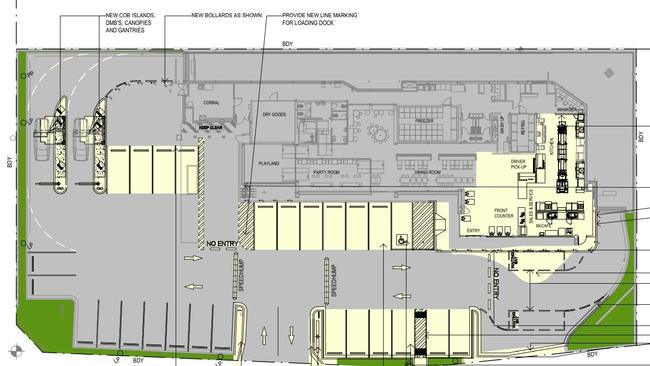 An architect’s plan of the new drive-through service.