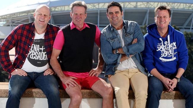 The Footy Show team before the split. (L-R) Billy Brownless, Sam Newman, Garry Lyon and James Brayshaw. Picture: Callum Robertson