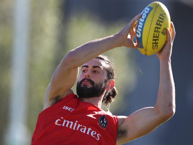 Brodie Grundy in action during a Collingwood Magpies training session in Melbourne, Wednesday, May 22, 2019. Collingwood play the Sydney Swans in Sydney on Friday for round 10 of the AFL. (AAP Image/David Crosling) NO ARCHIVING