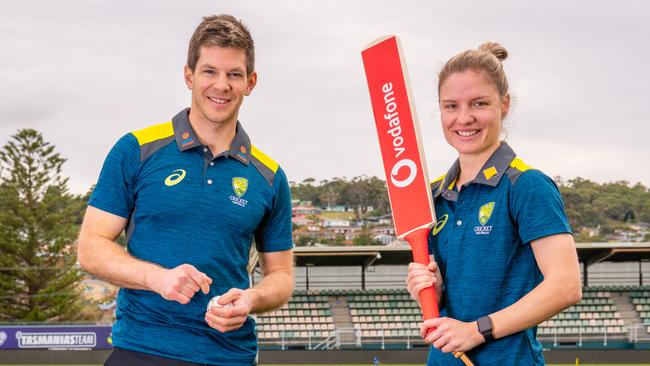 Vodafone will sponsor both Tim Paine’s men’s team and Nicola Carey’s women’s team. Picture: Cricket Australia