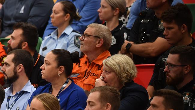 Police memorial serive fro Constable Rachel McCrow and Constable Matthew Arnold at the Townsville Stadium. Picture: Evan Morgan
