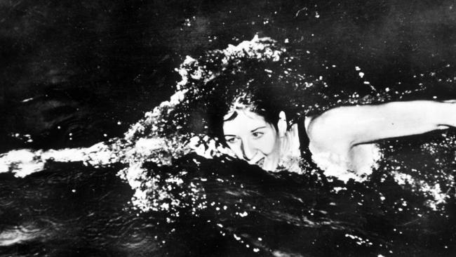 Dawn Fraser winning the 100m freestyle race at the 1956 Games.