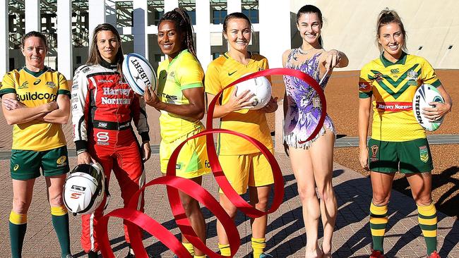 Top athletes at the launch of Fox Sports 2018 women's offerings. L-R: Ash Hewson, Simona De Silvestro, Ellia Green, Caitlin Foord, Danielle Prince and Sam Bremner.