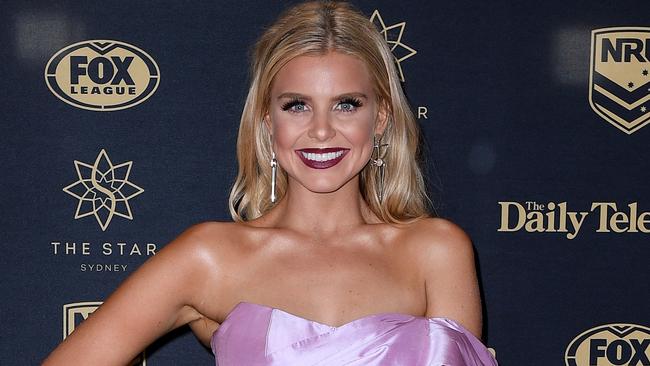 Tegan Martin arrives at the Dally M Awards in Sydney, Wednesday, September 27, 2017. The awards are named in honour of former Australian Rugby League great Herbert Henry 'Dally' Messenger, and were introduced in 1980. (AAP Image/Dan Himbrechts) NO ARCHIVING