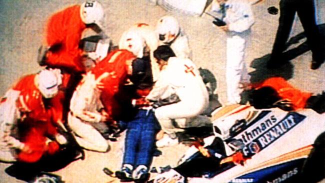 Rescue crews tried to save Ayrton Senna after his crash at the 1994 San Marino Grand Prix but he died from his injuries