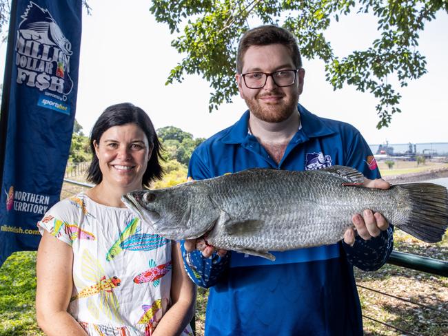 Palmerston fisho Brendan Graham snagged a $10,000 tagged barra at Middle Arm in October 2021 apart of the Million Dollar Fish competition. Picture: Supplied.