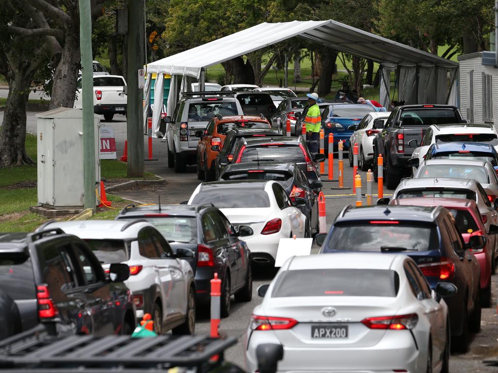 Covax Australia opened testing clinics at the QT and QUT in Brisbane to help with increased testing demand. Picture: Zak Simmonds