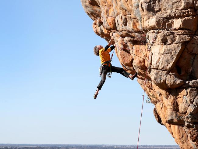 26/06/2019 Climber John Fischer on Castle Crag at Mt Arapiles Victoria. Picture: David Geraghty / The Australian.