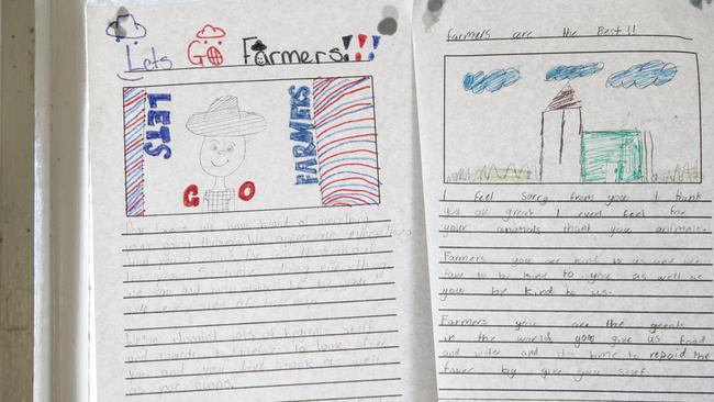 Some encouraging drawings and notes from kids. Picture: Dylan Robinson