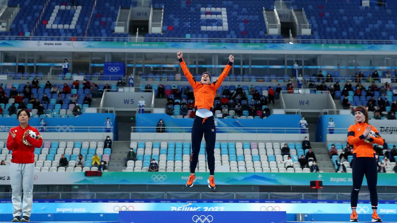 Gold medallist Ireen Wust of Team Netherlands makes history. Photo by Dean Mouhtaropoulos/Getty Images.