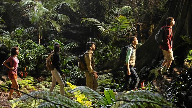 Isabela Moner, Madeleine Madden, Eugenio Derbez, Jeff Wahlberg and Nicholas Coombe in Dora and the Lost City of Gold. Picture: Vince Valitutti/Paramount Pictures