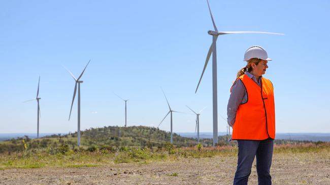 Queensland Premier Annastacia Palaszczuk is seen during a press conference at a wind farm in the South Burnett district of Queensland, Monday, September 26, 2022. (AAP Image/Russell Freeman) NO ARCHIVING