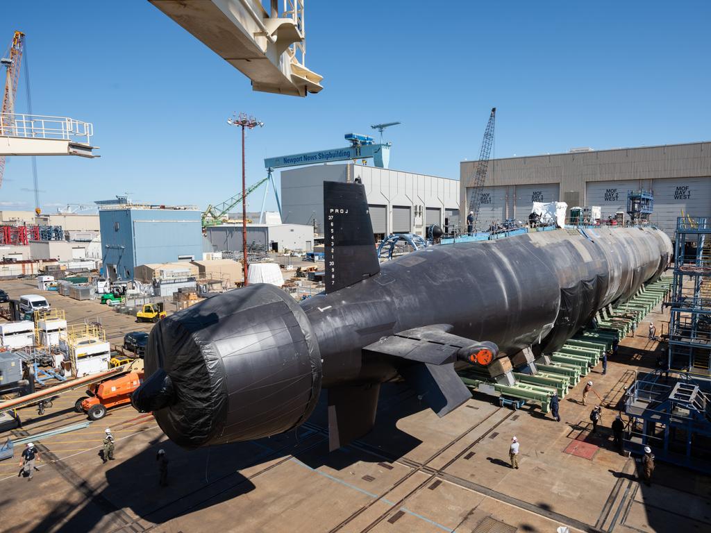 The Virginia-class submarine Montana (SSN 794) was successfully transferred from a construction facility to a floating dry dock at Newport News Shipbuilding division in preparation for its launch. Picture: HII