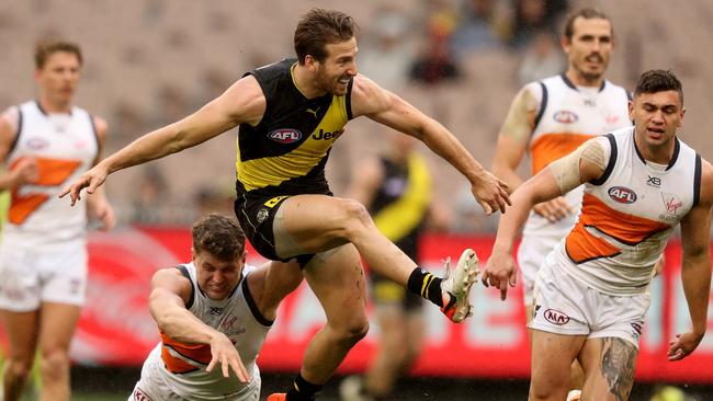 Four rounds after its finals spot was in question, Richmond sat fifth after its victory over GWS. Picture: AAP Image/Mark Dadswell.