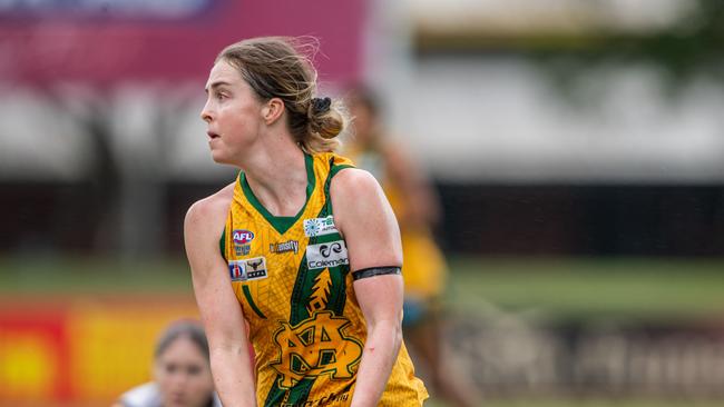 Jo Miller as St Mary's take on the Palmerston Magpies women in Round 8 of the 2023-24 NTFL season. Picture: Pema Tamang Pakhrin