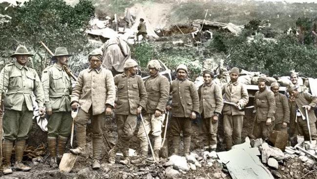 ‘Humanity and courage’ ... Turkish prisoners under guard.