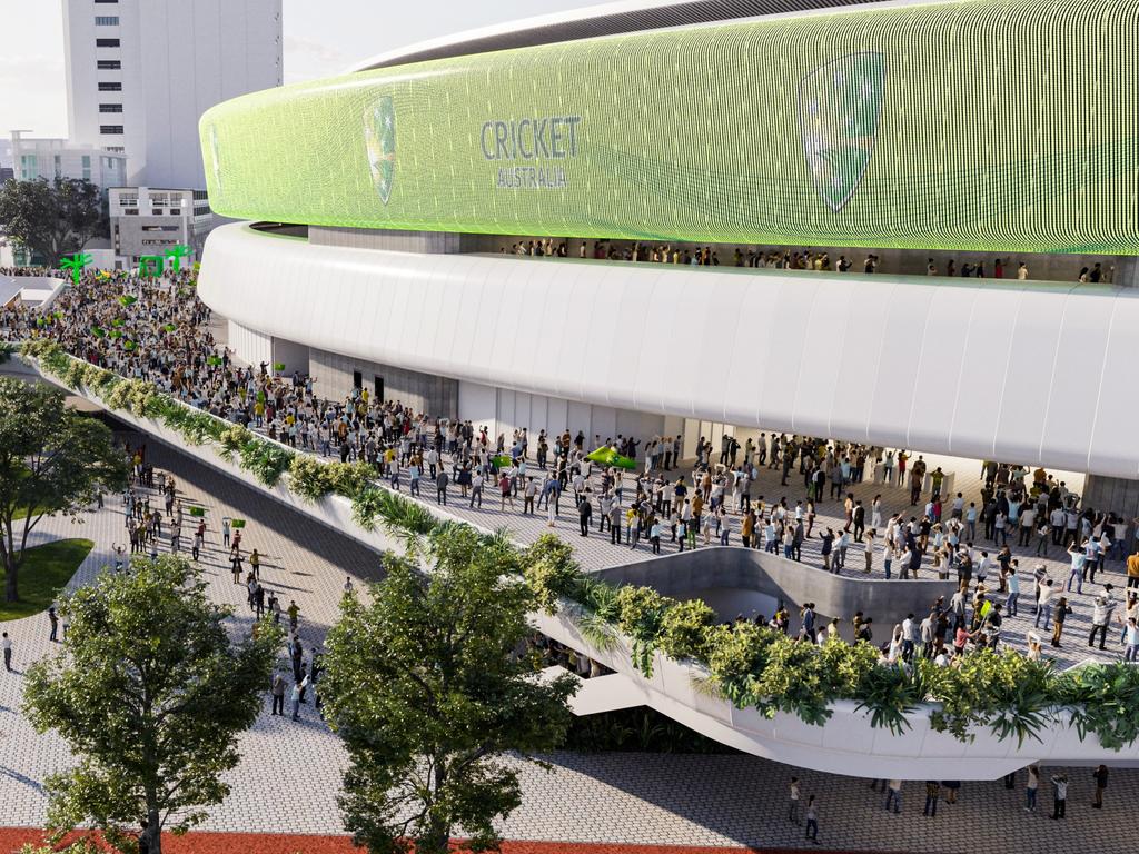 Renders of how a revamped Gabba Stadium would have looked ahead of the Brisbane 2032 Olympic and Paralympic Games. Source: Queensland Government