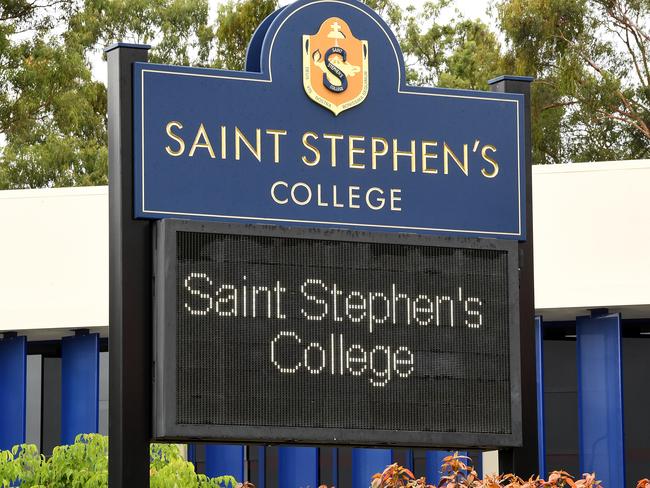 Signage outside Saint Stephen's College at Upper Coomera, Gold Coast, Thursday, February 22, 2018. Six boys were taken to Gold Coast University hospital yesterday after they were found to be unwell after taking an unknown substance. (AAP Image/Dave Hunt) NO ARCHIVING