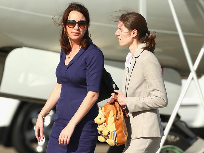 Members of Kate’s pit crew: Private Secretary Rebecca Deacon and Nanny Maria Borrallo. (Photo by Ryan Pierse/Getty Images)