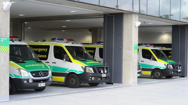 Ambulances ramping at Royal Adelaide Hospital.