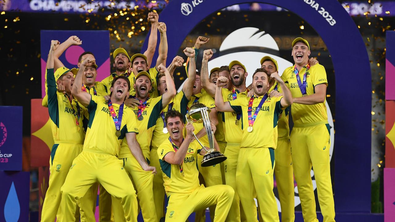 Champions! Pat Cummins and his victorious Australian side. Picture: Getty