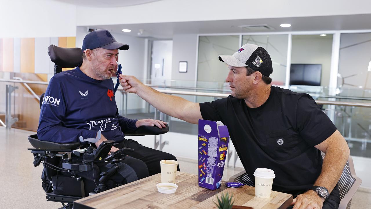 Anderson can muster a soft handshake, but can’t eat by himself. Picture: Sam Ruttyn.