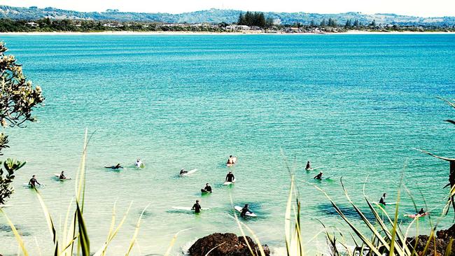 Surfers at The Pass at Byron Bay. Picture: Justine Walpole