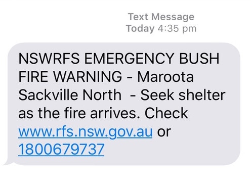 Not everyone in the fire zone were warned of the incoming bushfire. Picture: Supplied