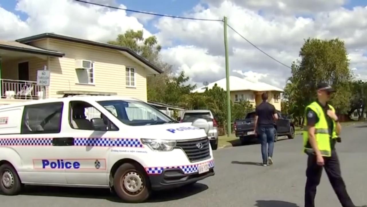 Police investigate after the body of a mother and child were found at a Park Avenue home in Rockhampton, Queensland. Photo: 7 News